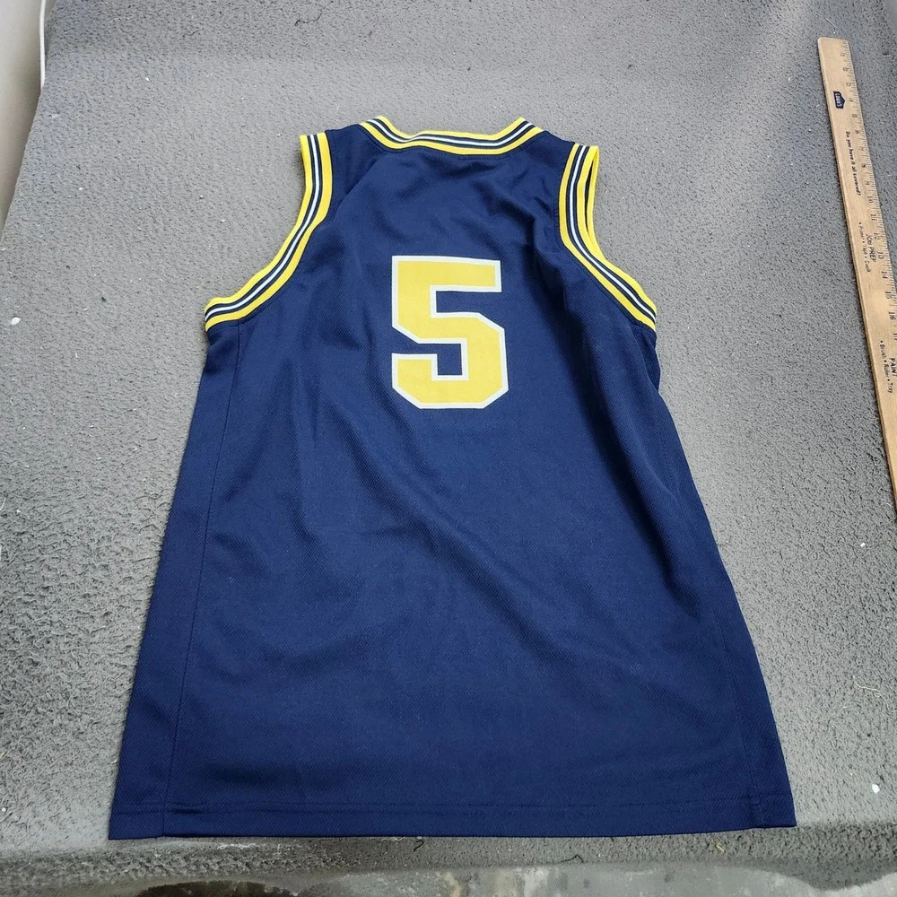 Nike Elite Michigan Wolverines Basketball Jersey Navy Blue Yellow Mens Large 5